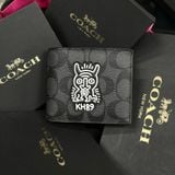 163 - Ví Coach Nam 3 In 1 Canvas Dáng Gập Vuông, Kèm Card Holder