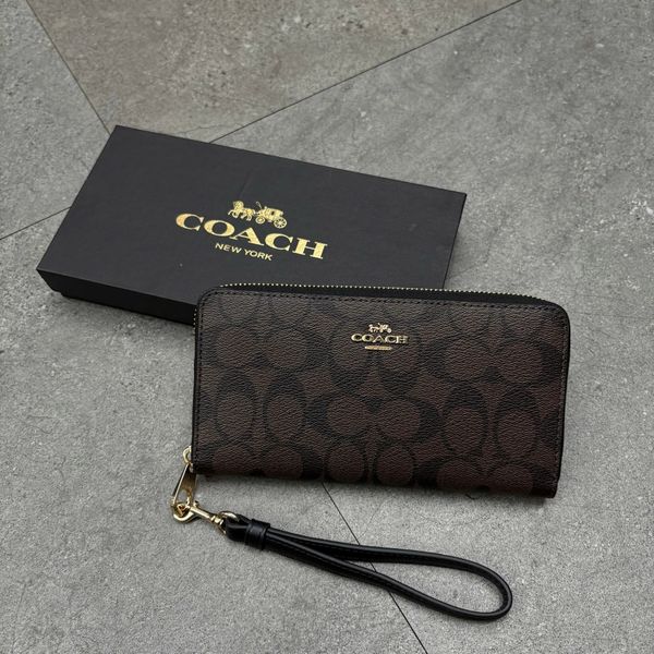 784 - Ví Coach Cầm Tay Dáng Dài Zip Signature Black - C4452