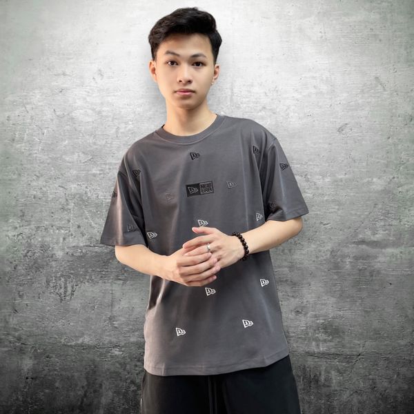 472 - Áo New Era Mini Logo Thêu Xám  - 14187336