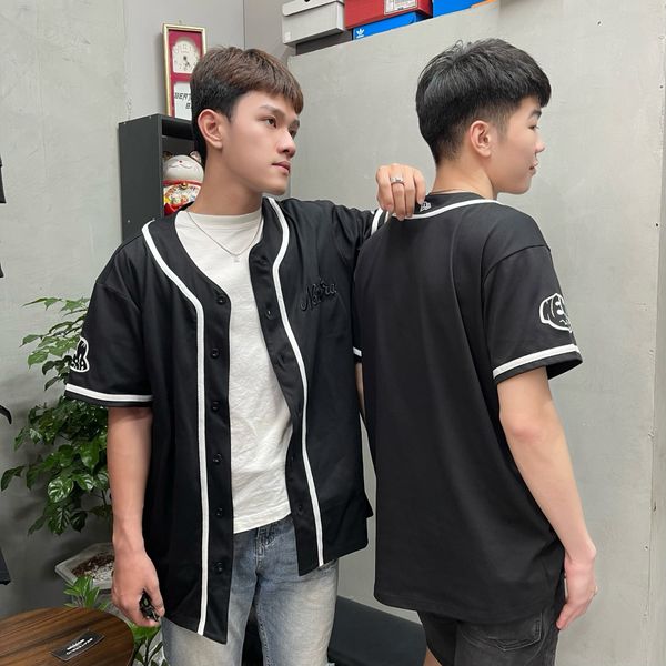 354 - Áo Thun New Era Baseball Jersey Black Short Sleeve - 13334764