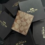 545 - Ví Coach Slim Bill Canvas Dáng Gập Đứng, Card Holder