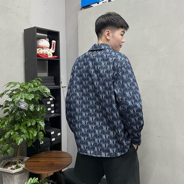 553 - Áo Sơ Mi Tay Dài MLB Denim Cube Monogram - 3ADRM0734-50NYD
