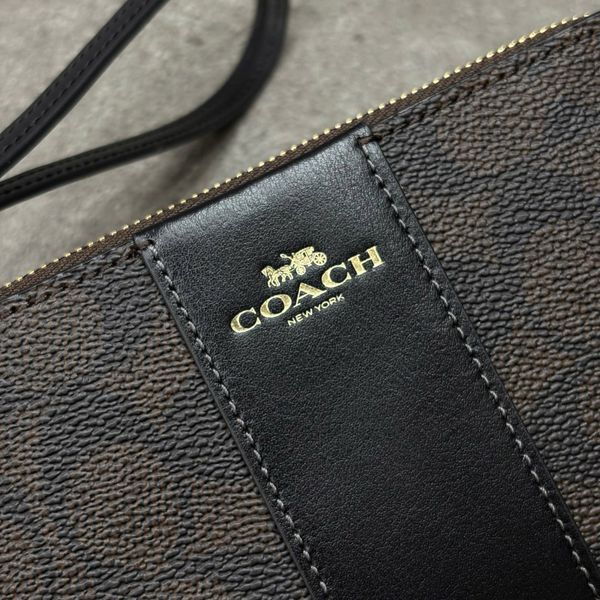 777 - Ví Coach Orange Corner Zip Monogram Wristlet in Signature Canvas - 91178 - IMNXU