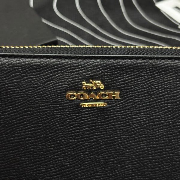 822 - Ví Coach dáng dài cầm tay khóa Zip Around Wallet 'Black' - C3441