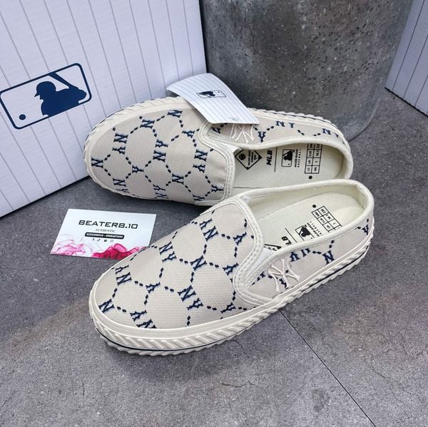 392 - Giày MLB Mule Dia Monogram NY 'Grey Beige' - 3AMUMDB2N-50BGS