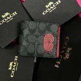 163 - Ví Coach Nam 3 In 1 Canvas Dáng Gập Vuông, Kèm Card Holder