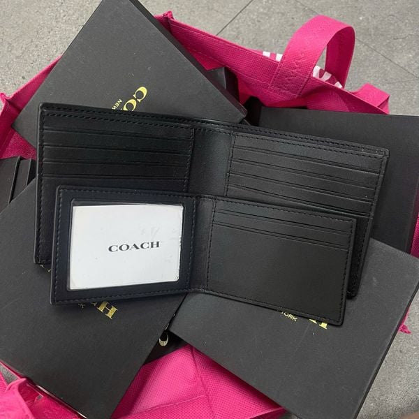 163 - Ví Coach da Nam 3 In 1 Canvas Dáng Gập Vuông, Kèm Card Holder