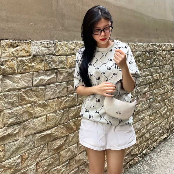 732 - Áo thun unisex cổ tròn MLB Jacquard Dia Monogram Grey - 3ATSM0144-50CRD