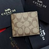 163 - Ví Coach Nam 3 In 1 Canvas Dáng Gập Vuông, Kèm Card Holder
