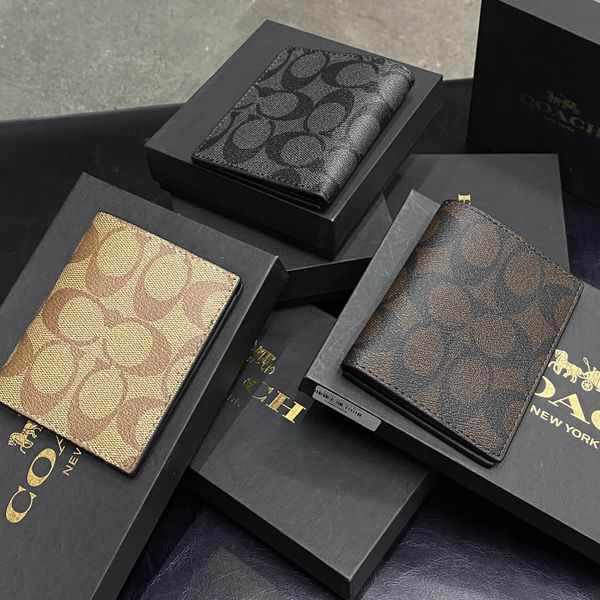 545 - Ví Coach Slim Bill Canvas Dáng Gập Đứng, Card Holder