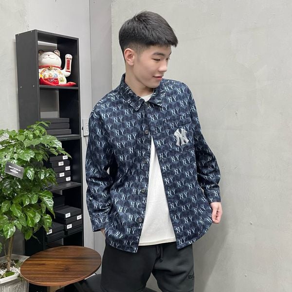 553 - Áo Sơ Mi Tay Dài MLB Denim Cube Monogram - 3ADRM0734-50NYD