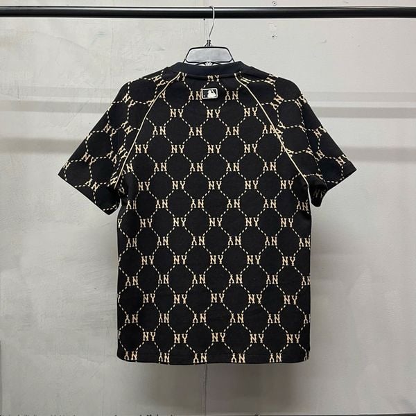 733 - Áo thun unisex cổ tròn MLB Jacquard Dia Monogram Đen - 3ATSM0144-50BKS