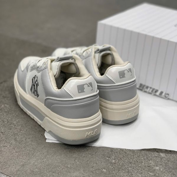 618 - Giày MLB Chunky Liner SL Saffiano New York Yankees Xám - 3ASXCLS4N-50GRS