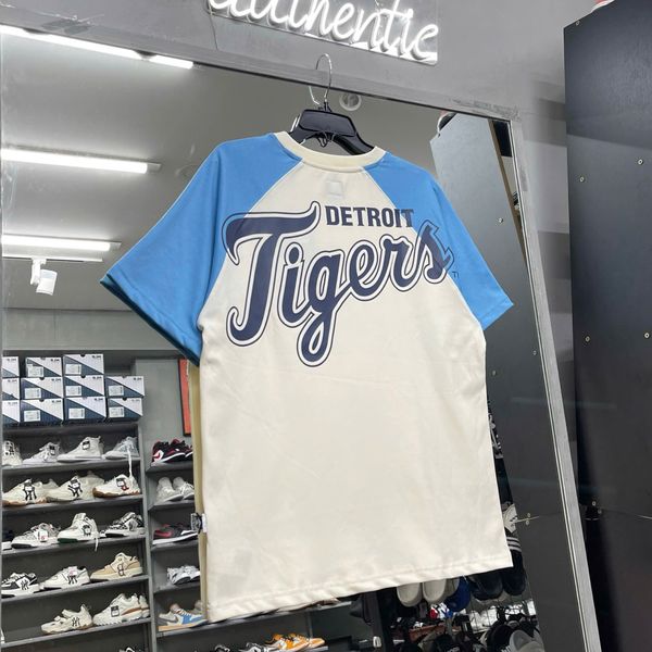 582 - Áo Thun New Era Detroit Tigers Retro Màu Kem Xanh - 14385048