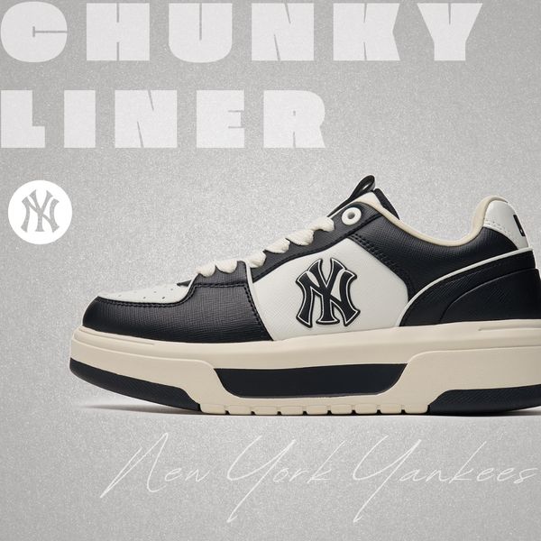 【MLB】 男女共用 Chunky Liner Basic SL /追跡付 MLB Chunky Liner Skateboard Shoes Unisex Low-Top Black White