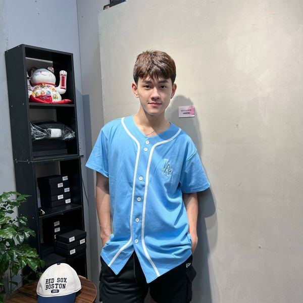 572 - Áo thun New Era Baseball Jersey Blue Short Sleeve - 13573577