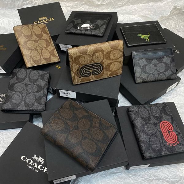 545 - Ví Coach Slim Bill Canvas Dáng Gập Đứng, Card Holder
