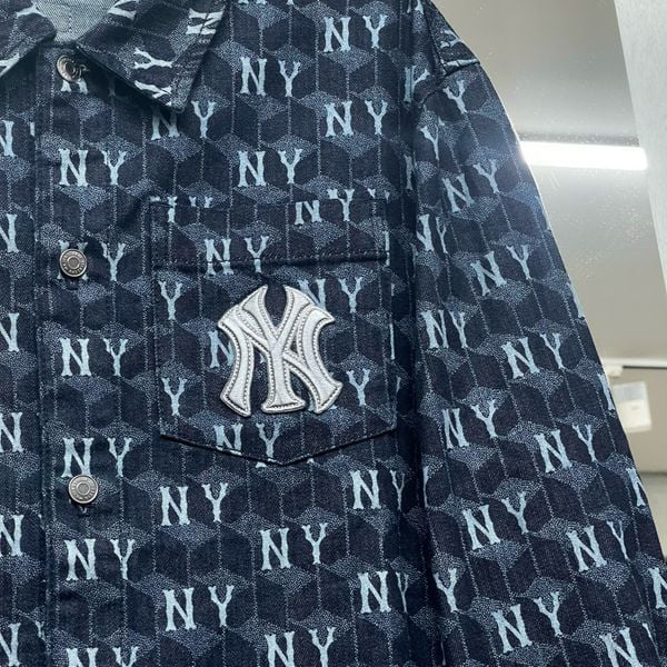553 - Áo Sơ Mi Tay Dài MLB Denim Cube Monogram - 3ADRM0734-50NYD