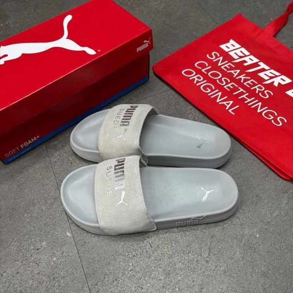 112 - Dép Puma Suede Xám Bạc