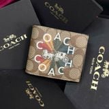 163 - Ví Coach Nam 3 In 1 Canvas Dáng Gập Vuông, Kèm Card Holder