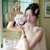 577 - Móc Khóa Túi Đựng Pop Mart Crybaby Sad Club Series-Silicone Plush Earphone Bag Màu Hồng Vàng