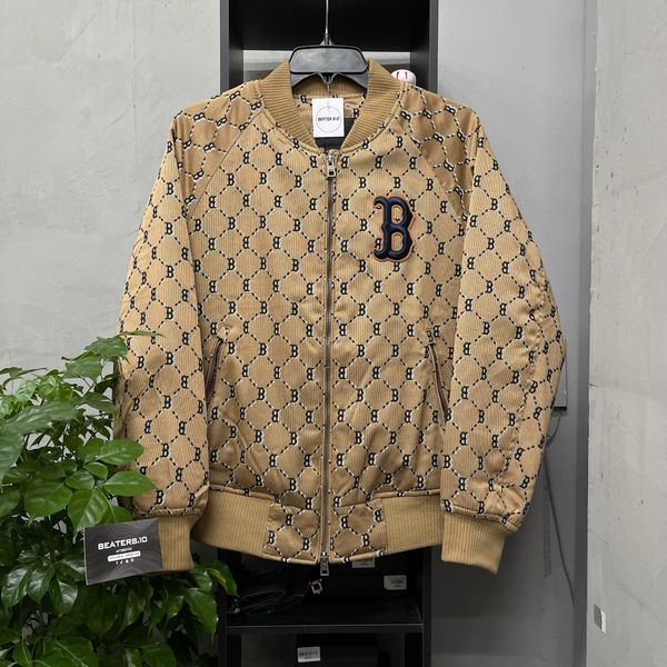 342 - Áo MLB Bomber Diamond Monogram Jacquard Boston B nâu - 3AJPM0224-43BGS