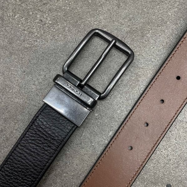 644 - Dây Thắt Lưng Da Nam COACH 38mm Khoá Đảo Chiều Đen Nâu - CQ009 QBLVW