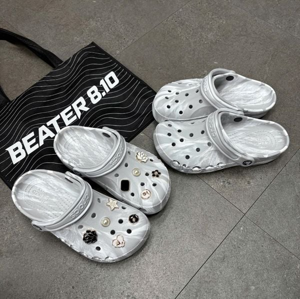 802 - Giày Sandal Clog Unisex Crocs Baya Marbled Xám Khói - 206935-1FS