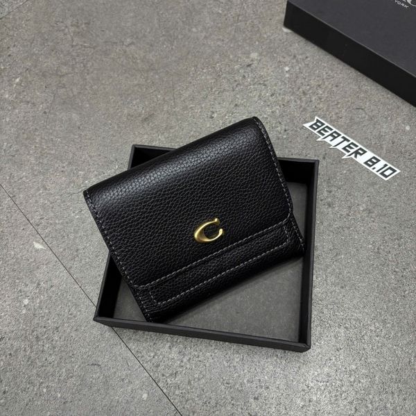 807 - Ví Mila gập 3 nàng thơ - họa tiết xe ngựa cổ điển, sang trọng, nắp gập khóa bấm