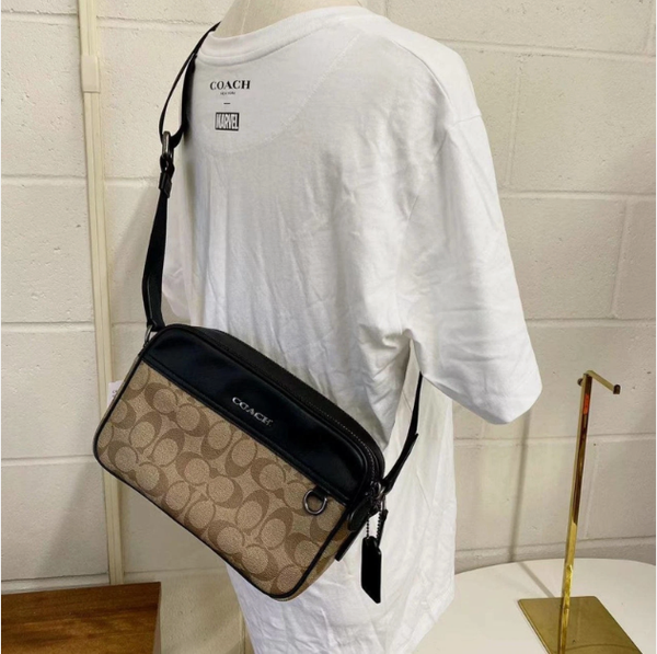 830 - Túi Đeo Chéo COACH Graham Crossbody Signature Canvas Khaki - C4149