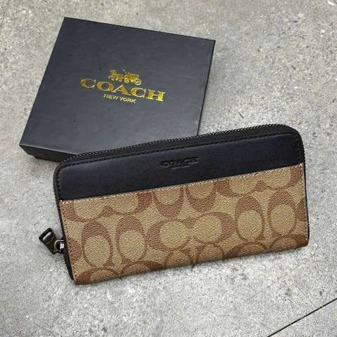806 - Ví Coach Zip Around Wallet Black - F58112