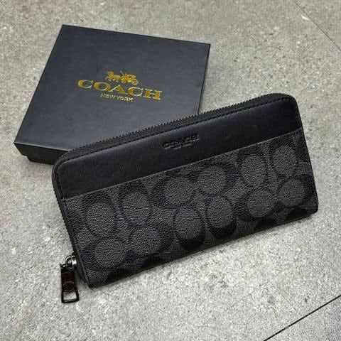 806 - Ví Coach Zip Around Wallet Black - F58112