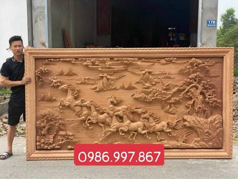 Tranh Gỗ Mã Đáo Thành Công Siêu Vip Kênh Bong Kích Thước 272*147*12 Cm Gỗ Hương Đá