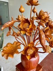 Bình Hoa Sen Gỗ Hương Đá Cao Cấp Kích Thước Ngang 75 Cao 95cm