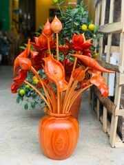 Bình Hoa Sen Gỗ Hương Đỏ Cao Cấp Kích Thước Ngang 45 Cao 68 Sâu 35 Cm