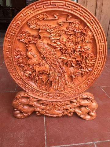 Đĩa Gỗ Chim Công đường kính 40cm