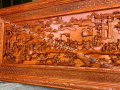 Tranh Gỗ Vinh Quy Bái Tổ 2 Khung Kích Thước 237*117*6 Cm Gỗ Hương Đỏ