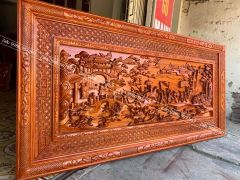 Tranh Gỗ Vinh Quy Bái Tổ 2 Khung Kích Thước 237*117*6 Cm Gỗ Hương Đỏ