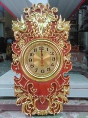 Đồng hồ gỗ hoa văn dát vàng