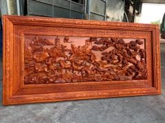 Tranh Gỗ Mã Đáo Thành Công Kênh Bong Kích Thước 237*117*8 Cm Gỗ Hương Đỏ
