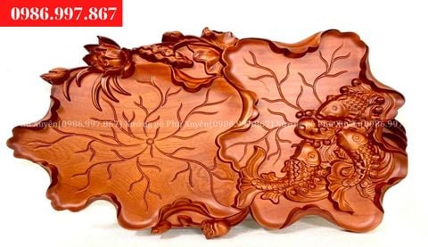 Khay trà gỗ liền khối kích thước ngang 35cm, dài 65cm
