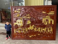Tranh Gỗ Vinh Quy Bái Tổ Ván Đôi Kích Thước 257*175*6 Cm Hương Đỏ