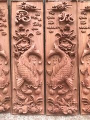 Tranh Gỗ Lý Ngư Vọng Nguyệt Kích Thước 127*42*6 Cm Gỗ Hương Đá