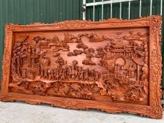 Tranh Gỗ Vinh Quy Bái Tổ Kênh Bong Kích Thước 197*97*7 Cm Hương Đá