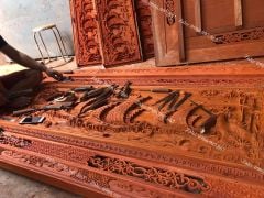 Tranh Gỗ Thuận Buồm Xuôi Gió Dát Vàng Kích Thước 180*80*5 Cm Gỗ Hương Đỏ
