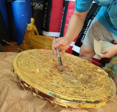 Tranh Trống Đồng Vuông Dát Vàng 24K Kích Thước 117*117 Cm