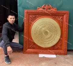 Tranh Trống Đồng Ngũ Phúc Dát Vàng 24K Kích Thước 100*100 Cm