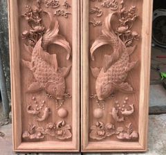 Tranh Trống Gỗ Cá Chép Rời Hai Bên