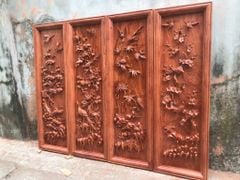 Tranh Tứ Quý Gỗ Tùng Cúc Trúc Mai Kích Thước 117*37*5 Cm Gỗ Hương Đá
