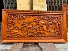 Tranh Gỗ Vinh Quy Bái Tổ Kênh Bong Kích Thước 217*107*6 Cm Hương Đỏ